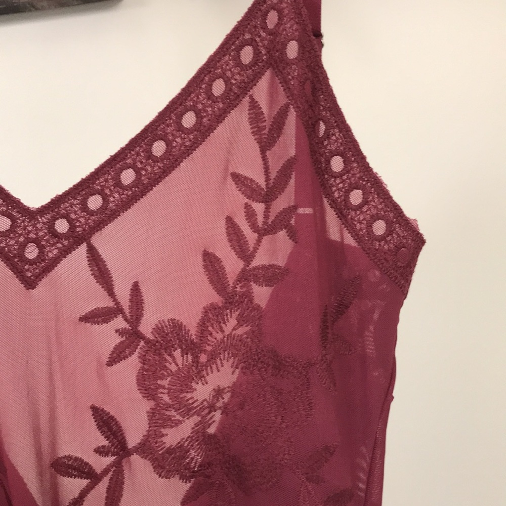 Maroon Lace Bodysuit Tank